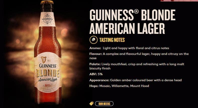 guinness blonde lager