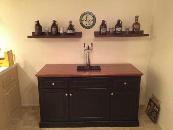 Stylish Black and Brown Kegerator