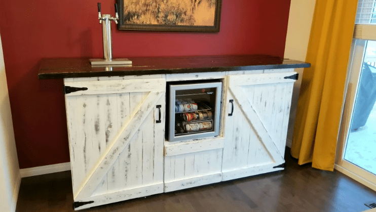 distressed kegerator cabinet